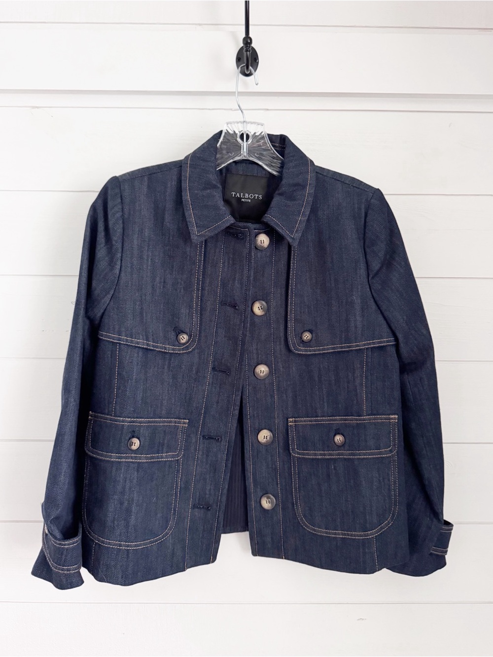Talbots Women's Dark Indigo Denim Button-Front Jacket